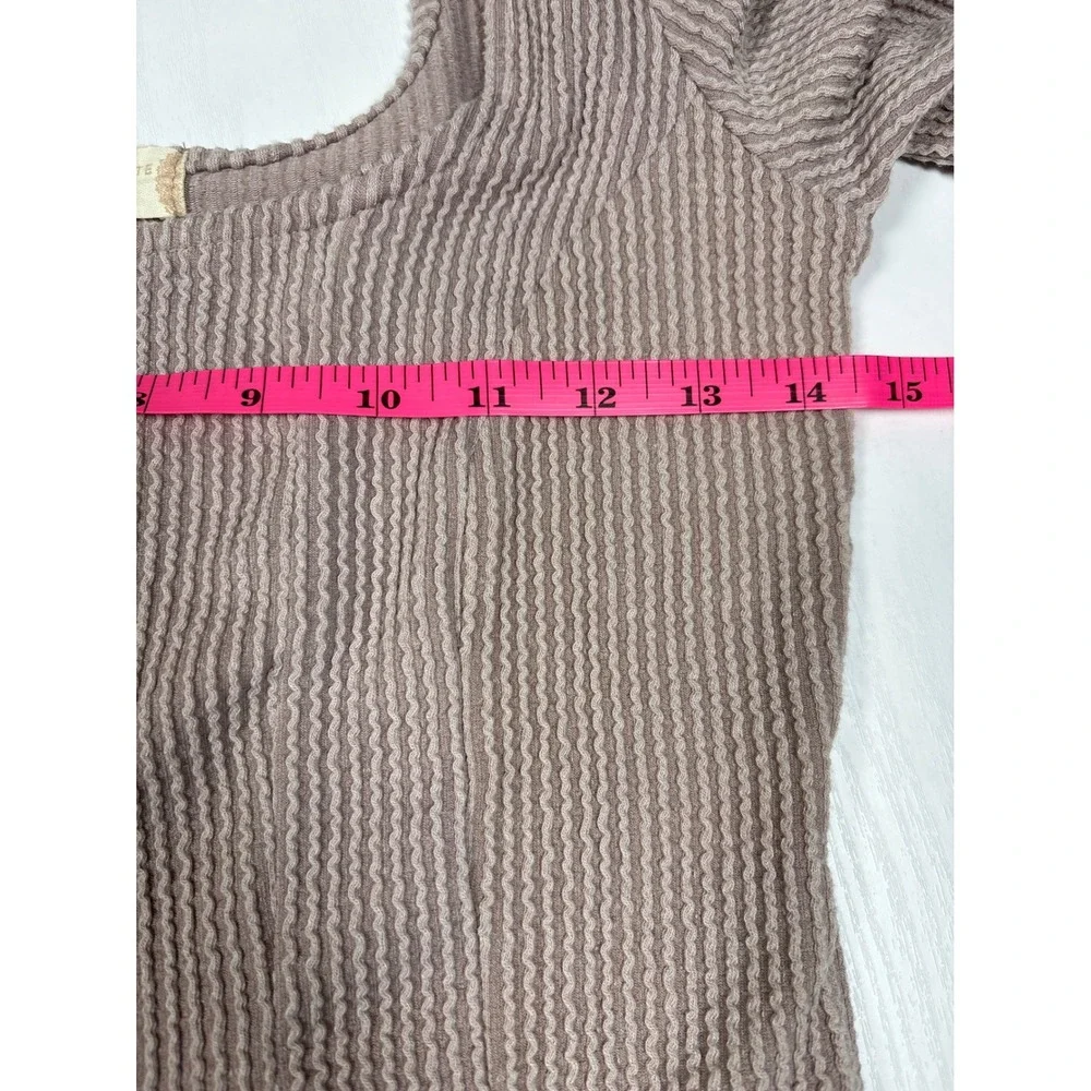Altar'd State Alina Mauve Ribbed Bell Sleeve Square Neck Crop Top Festival Boho
